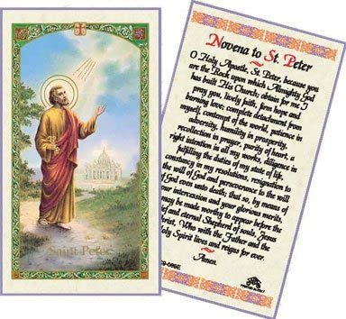 WJ Hirten E24-518 Laminated Holy Card Novena To Saint Peter