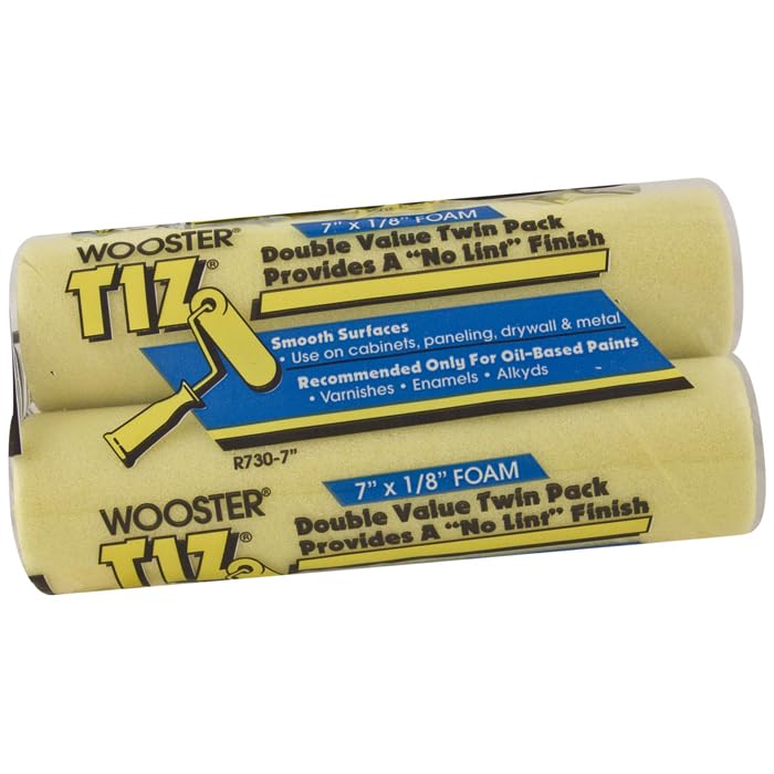 Wooster Brush R730-7 Tiz Foam Roller Cover, 1/8-Inch Nap, 2-Pack, 7-Inch