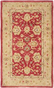 safavieh anatolia collection accent rug - 2' x 3', red & ivory, handmade traditional oriental wool, ideal for high traffic areas in entryway, living room, bedroom (an522a)