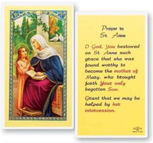 wj hirten e24-611 prayers to saint anne, clear holy cards