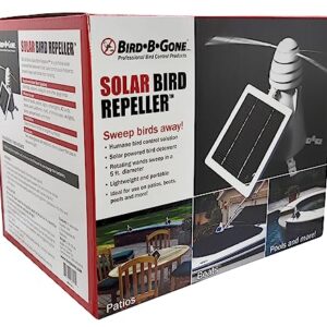 Bird B Gone - Solar Bird Repeller - Spinning Bird Deterrent with Telescoping Arms - Prevents Birds from Landing - Humane Repellent - Portable Design - for Boats, Patios, AC Units, Etc - Solar Powered