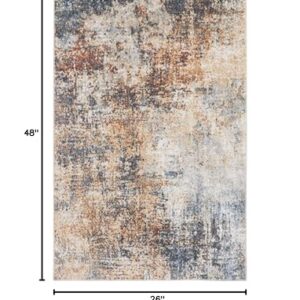 Nourison Astra Machine Washable Abstract Multicolor 2'2" x 4' Area Rug, Easy -Cleaning, Non Shedding, Bed Room, Living Room, Dining Room, Kitchen (2x4)