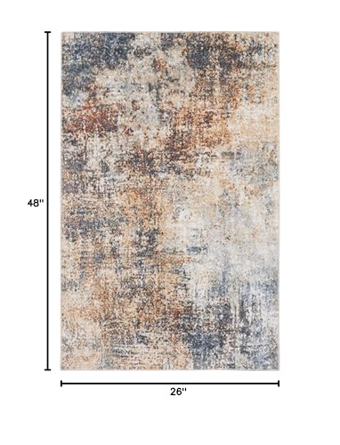 Nourison Astra Machine Washable Abstract Multicolor 2'2" x 4' Area Rug, Easy -Cleaning, Non Shedding, Bed Room, Living Room, Dining Room, Kitchen (2x4)