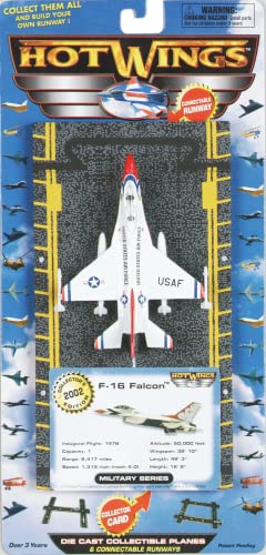 Hot Wings F-16 Thunderbird with Connectible Runway,Red/White/Blue