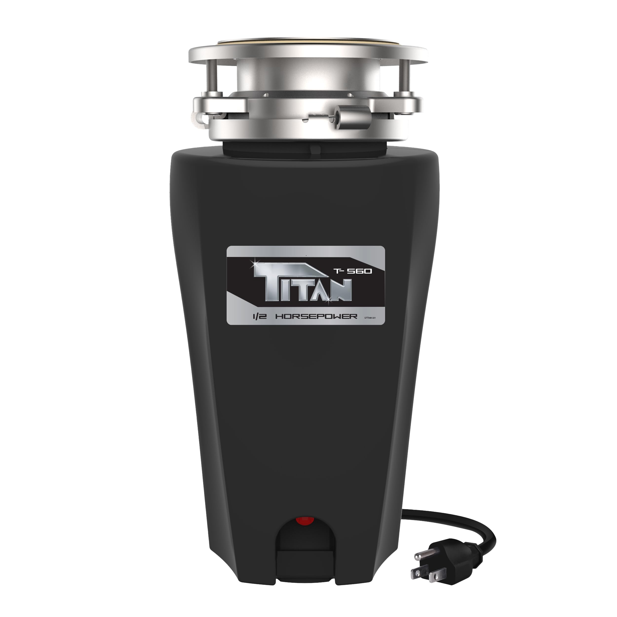 TITAN 10-US-TN-560-3B Garbage Disposal, 1/2 HP - Economy, Black with Stainless Steel Flange