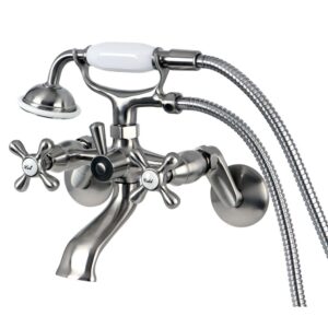 elements of design nuvo elements of design es2668x charleston tub wall mount clawfoot tub filler with hand shower, 3-5/8", satin nickel