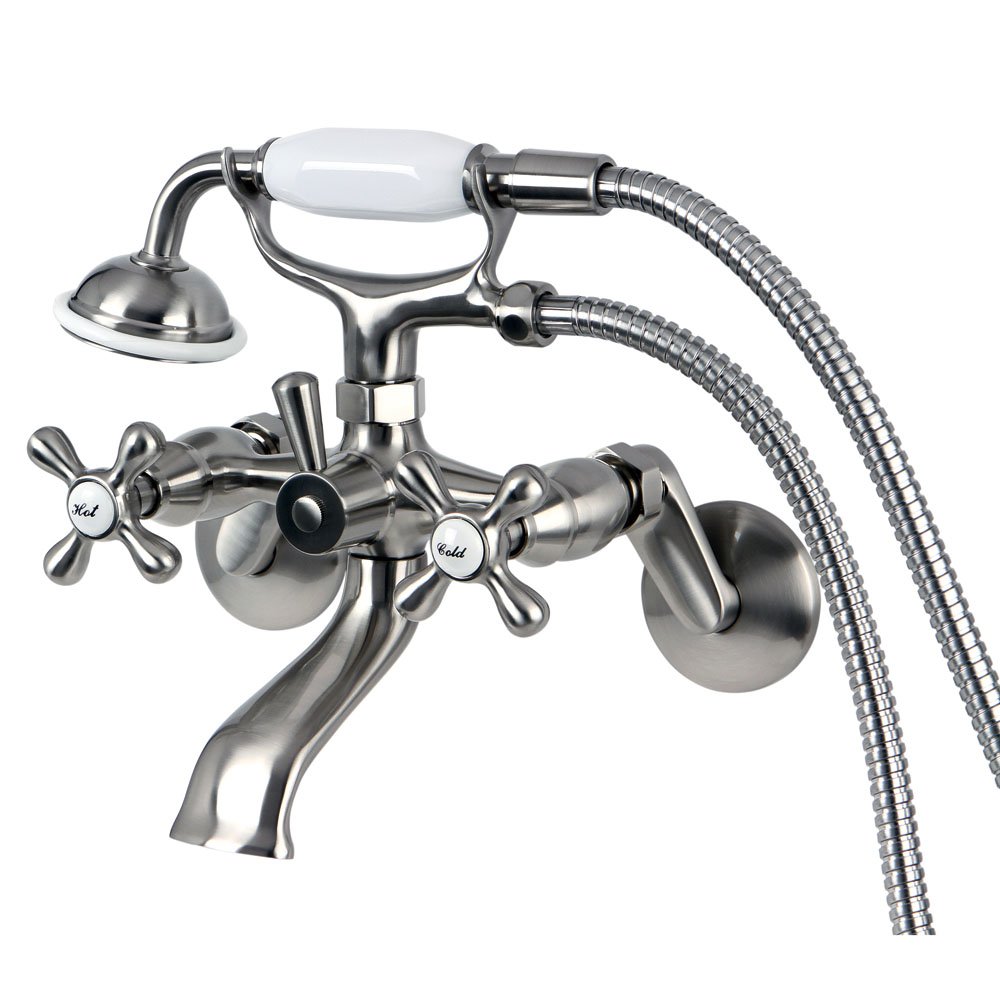 Elements of Design Nuvo Elements of Design ES2668X Charleston Tub Wall Mount Clawfoot Tub Filler with Hand Shower, 3-5/8", Satin Nickel