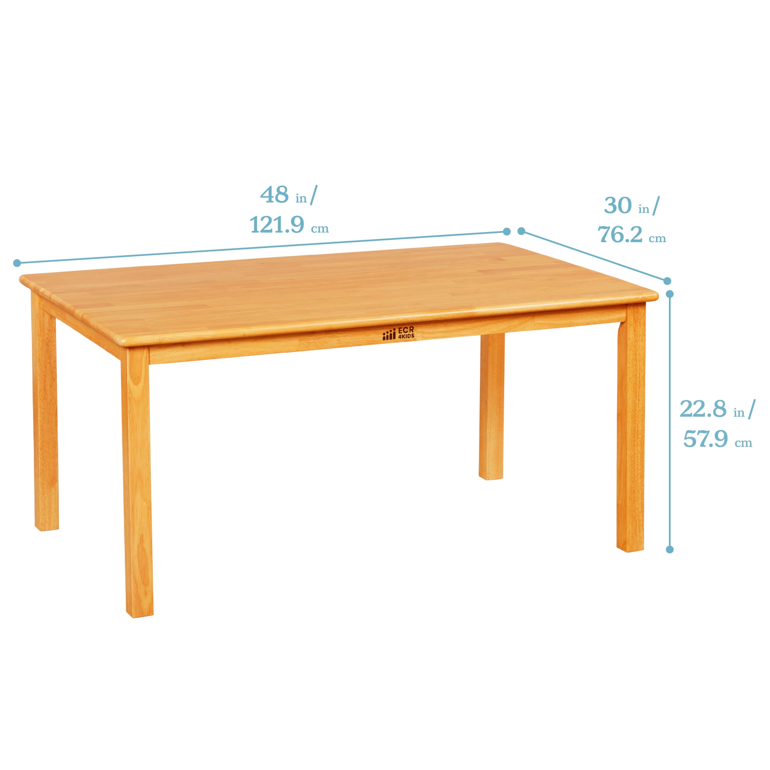 ECR4Kids 30in x 48in Rectangular Hardwood Table with 22in Legs, Kids Furniture, Honey