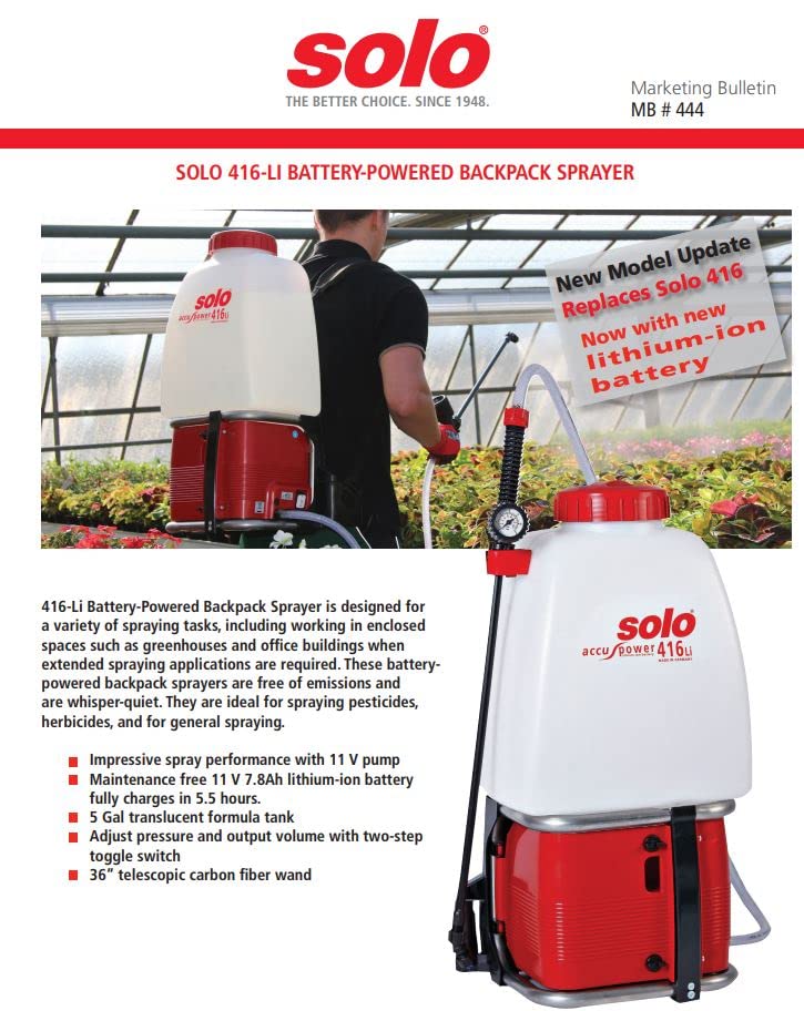 Solo 416-Li Battery-Powered Backpack Sprayer