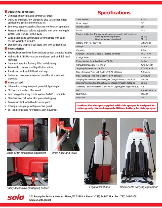 Solo 416-Li Battery-Powered Backpack Sprayer