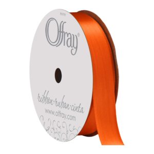 berwick offray 070253 5/8" wide single face satin ribbon, torrid orange, 6 yds