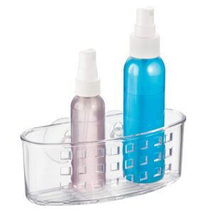 iDesign BPA-Free Plastic Bathroom Suction Organizer Basket - 6.5" x 2.75" x 2.5", Clear