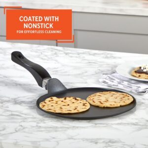 IMUSA USA 9.5" Nonstick Soft Touch Comal/Griddle with Soft Touch Handle, Black