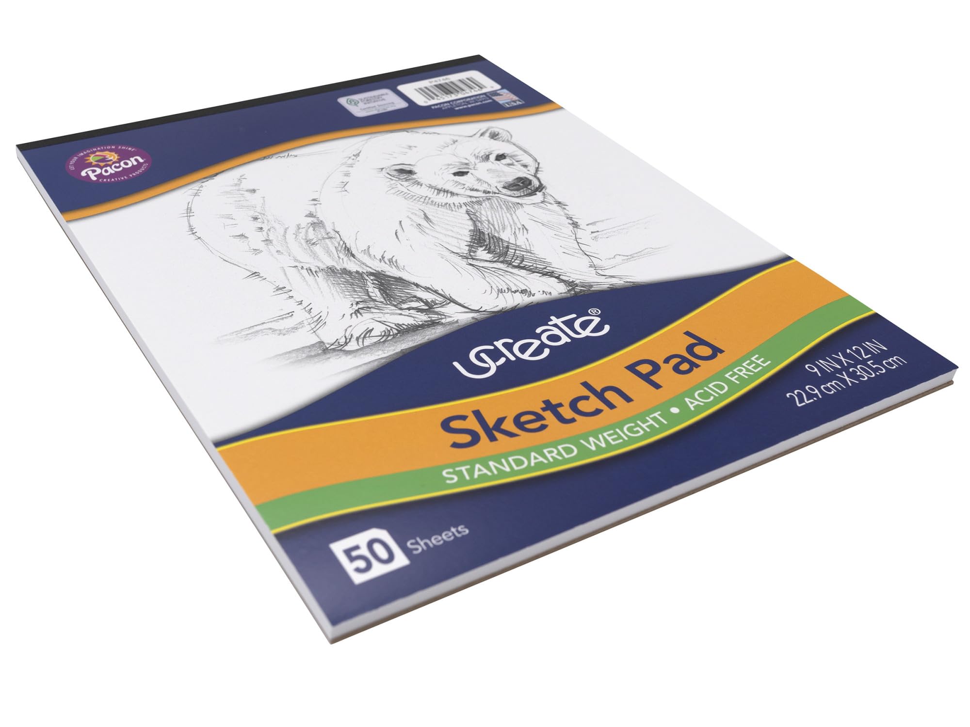 UCreate Sketch Pad, Standard Weight, 9" x 12", 50 Sheets