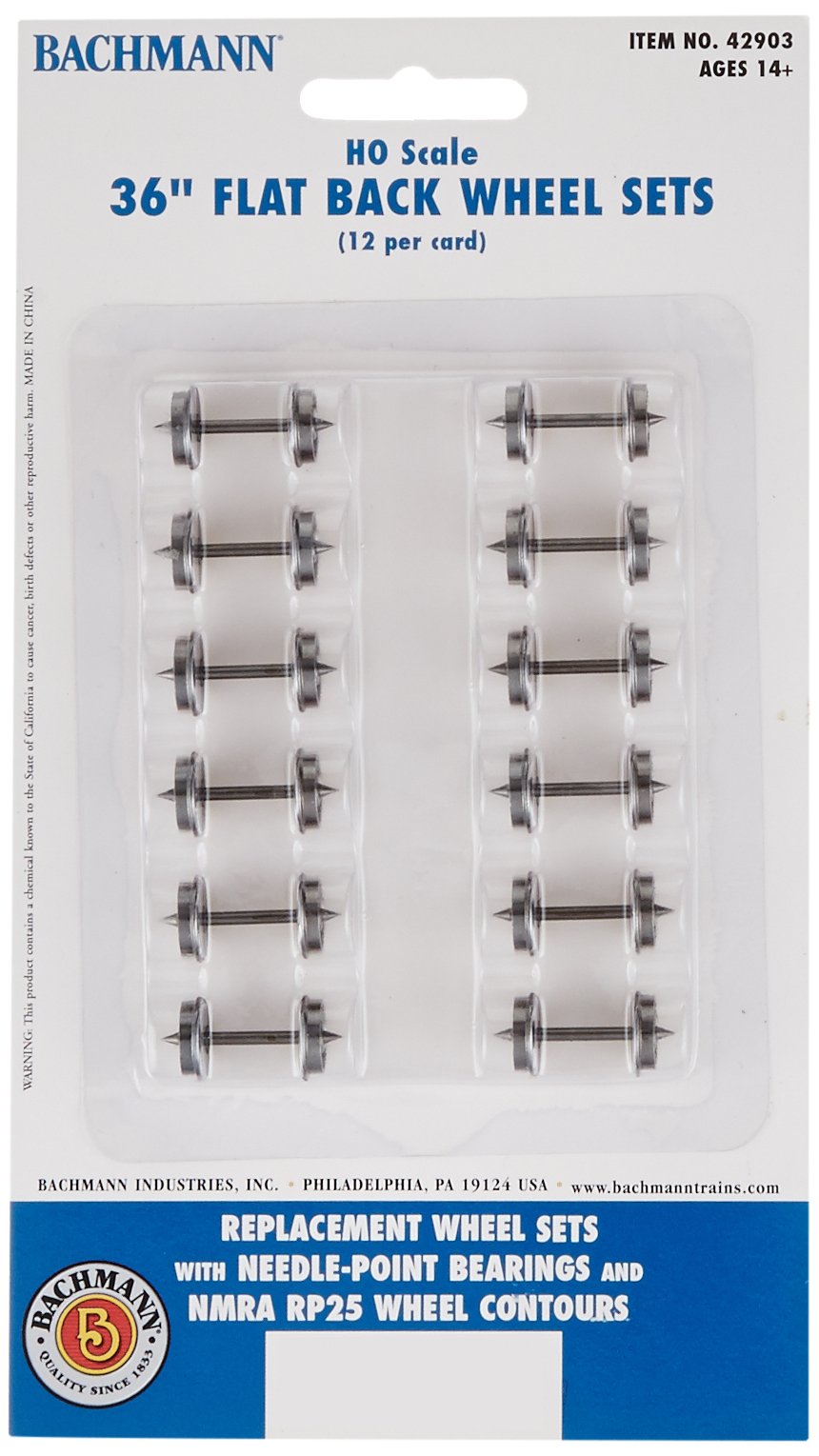 Bachmann Trains 36" FLAT BACK WHEEL SETS (12 per card) - HO Scale