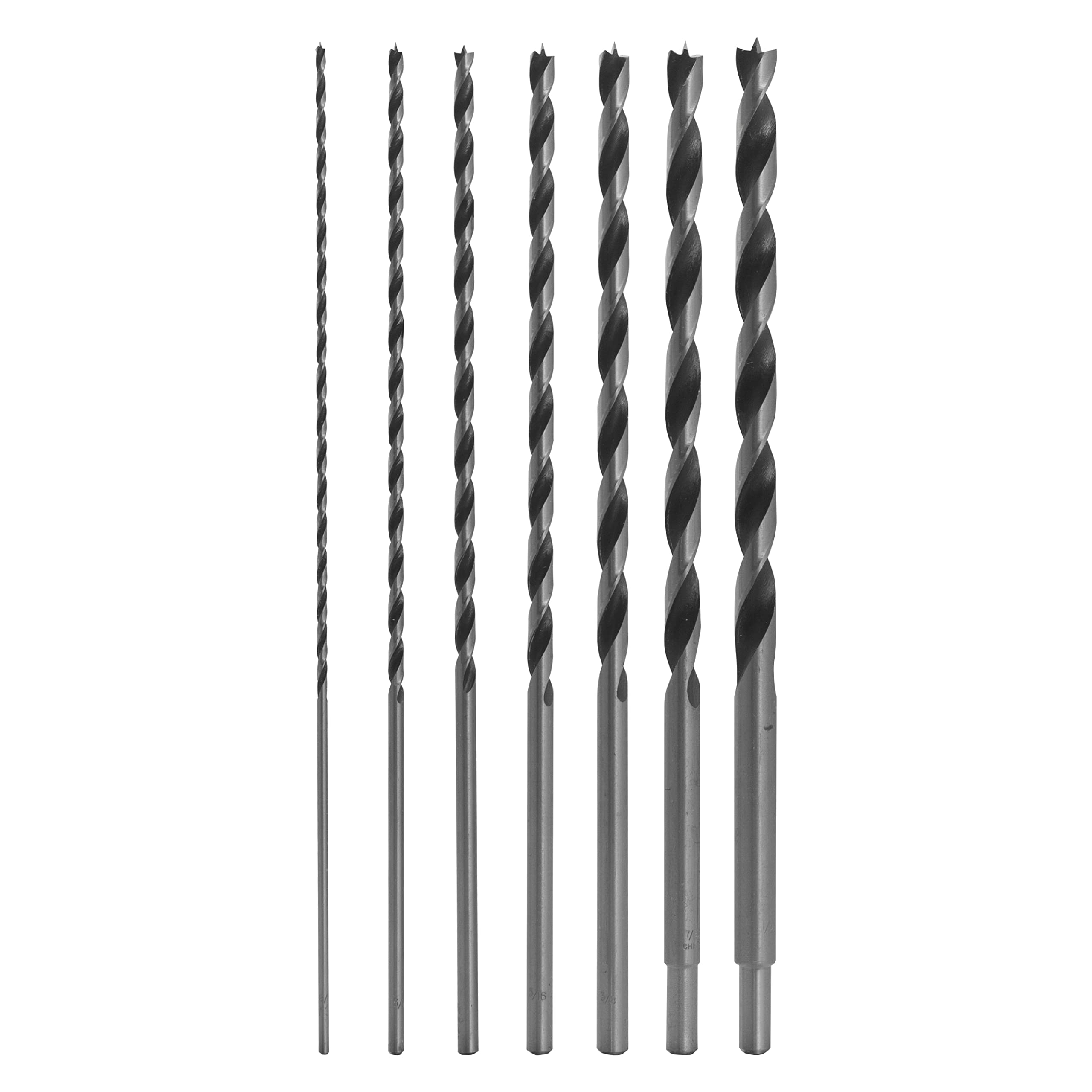 Fulton 12 inch Extra Long Brad Point Drill Bit Set with 7 Total Drill Bits • Ideal for Wood • PVC • Resin • Composite • MDF and Drywall (Sheet Rock) Materials