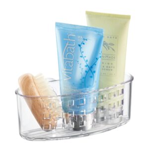 iDesign BPA-Free Plastic Bathroom Suction Organizer Basket - 6.5" x 2.75" x 2.5", Clear