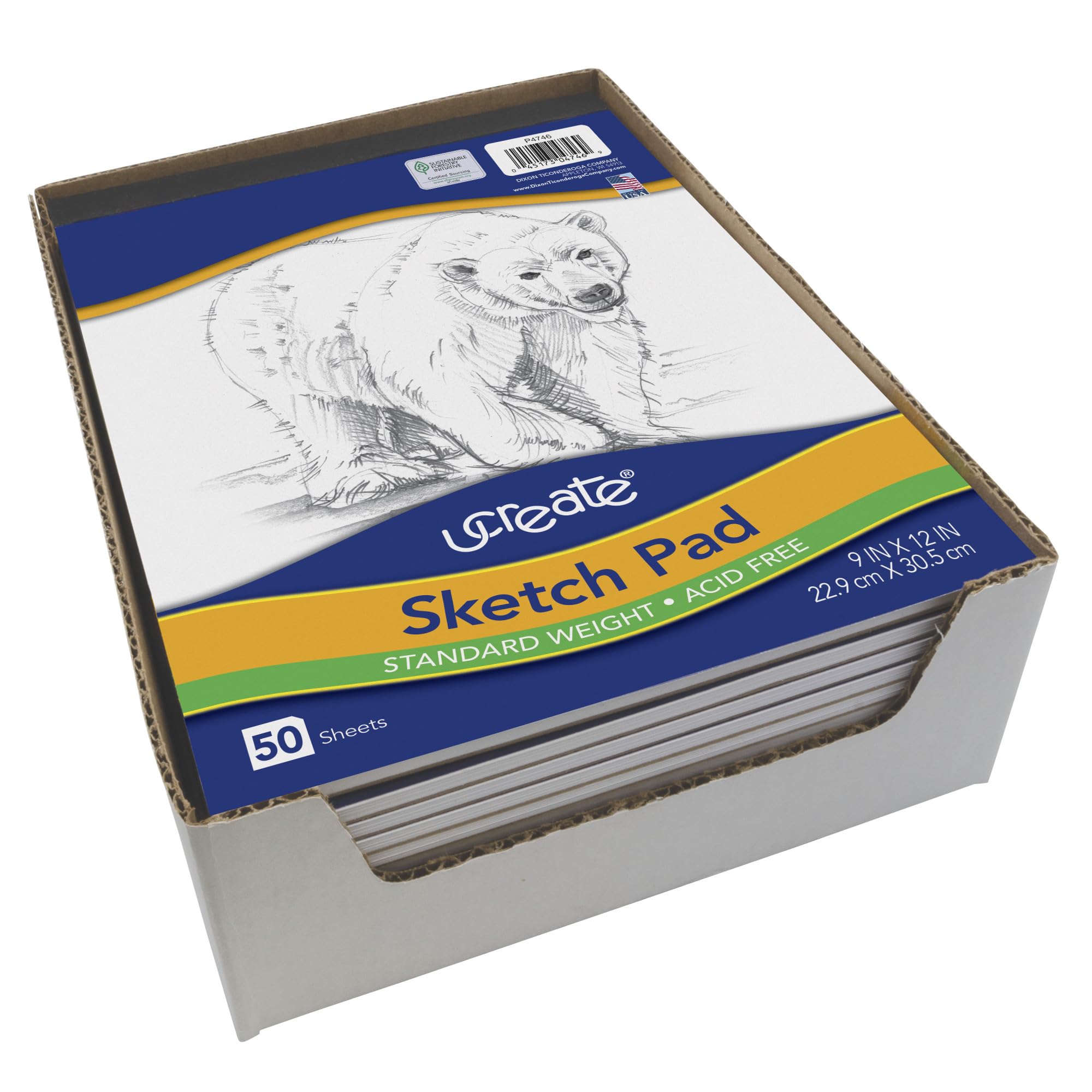 UCreate Sketch Pad, Standard Weight, 9" x 12", 50 Sheets