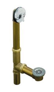 kohler k-11666-cp swiftflo 1-1/2-inch adjustable trip lever drain, 20-gauge brass, for 14-inch to 16-inch baths, polished chrome