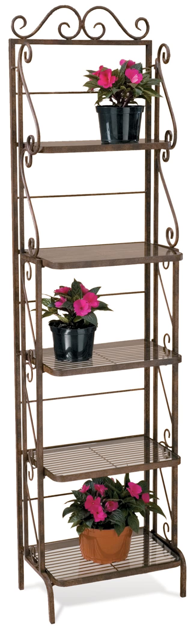 Deer Park Ironworks BR107 Skinny Bakers Rack, 73"H x 18"W x 12"D, Natural Finish, Indoor/Outdoor Use, Durable Steel