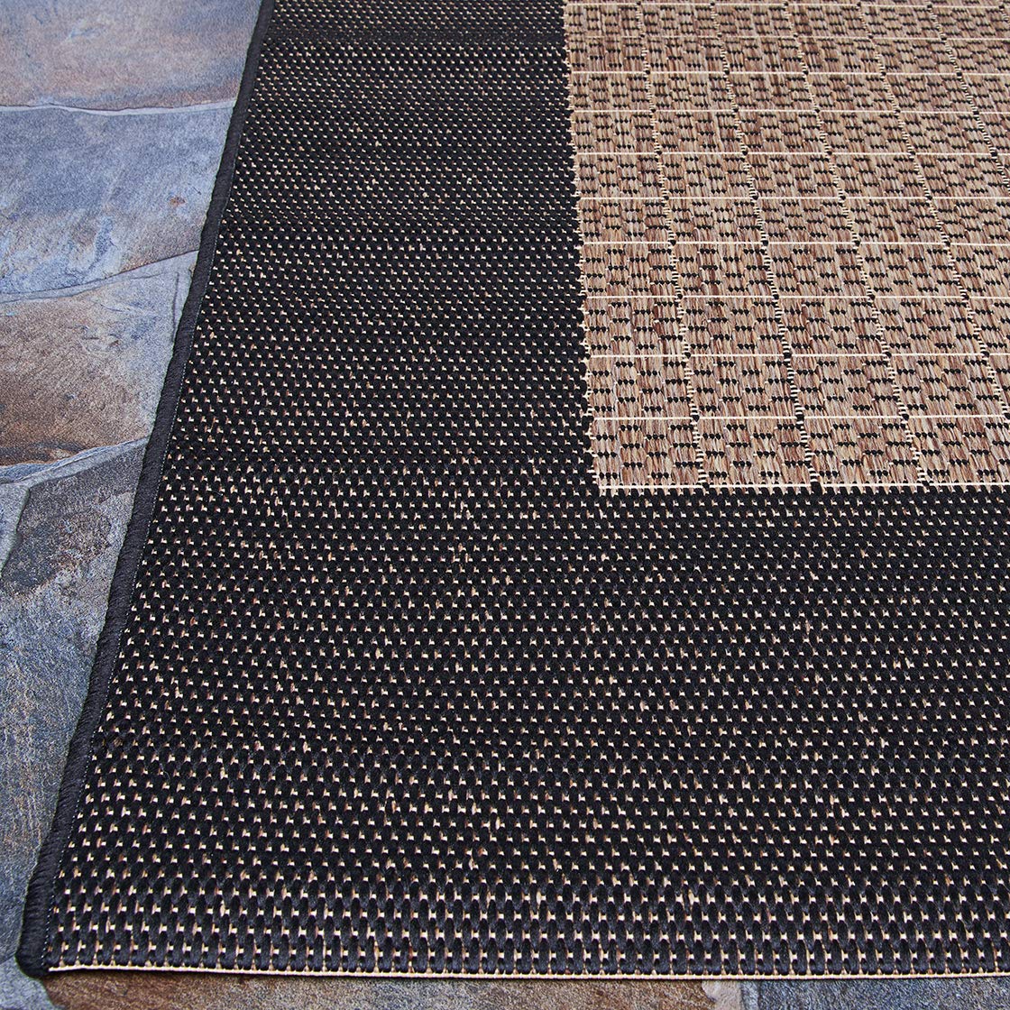 Couristan Recife Checkered Field Indoor/Outdoor Area Rug, 3'9" x 5'5", Cocoa-Black