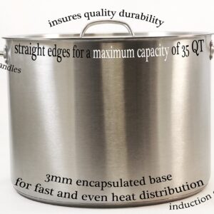 ExcelSteel Heavy Duty Stainless Steel Stock Pot with Lid, 35 quarts, Silver