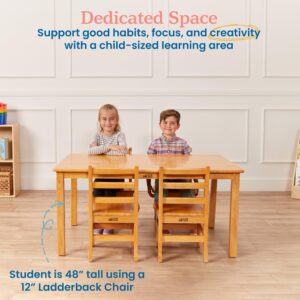 ECR4Kids 30in x 48in Rectangular Hardwood Table with 22in Legs, Kids Furniture, Honey