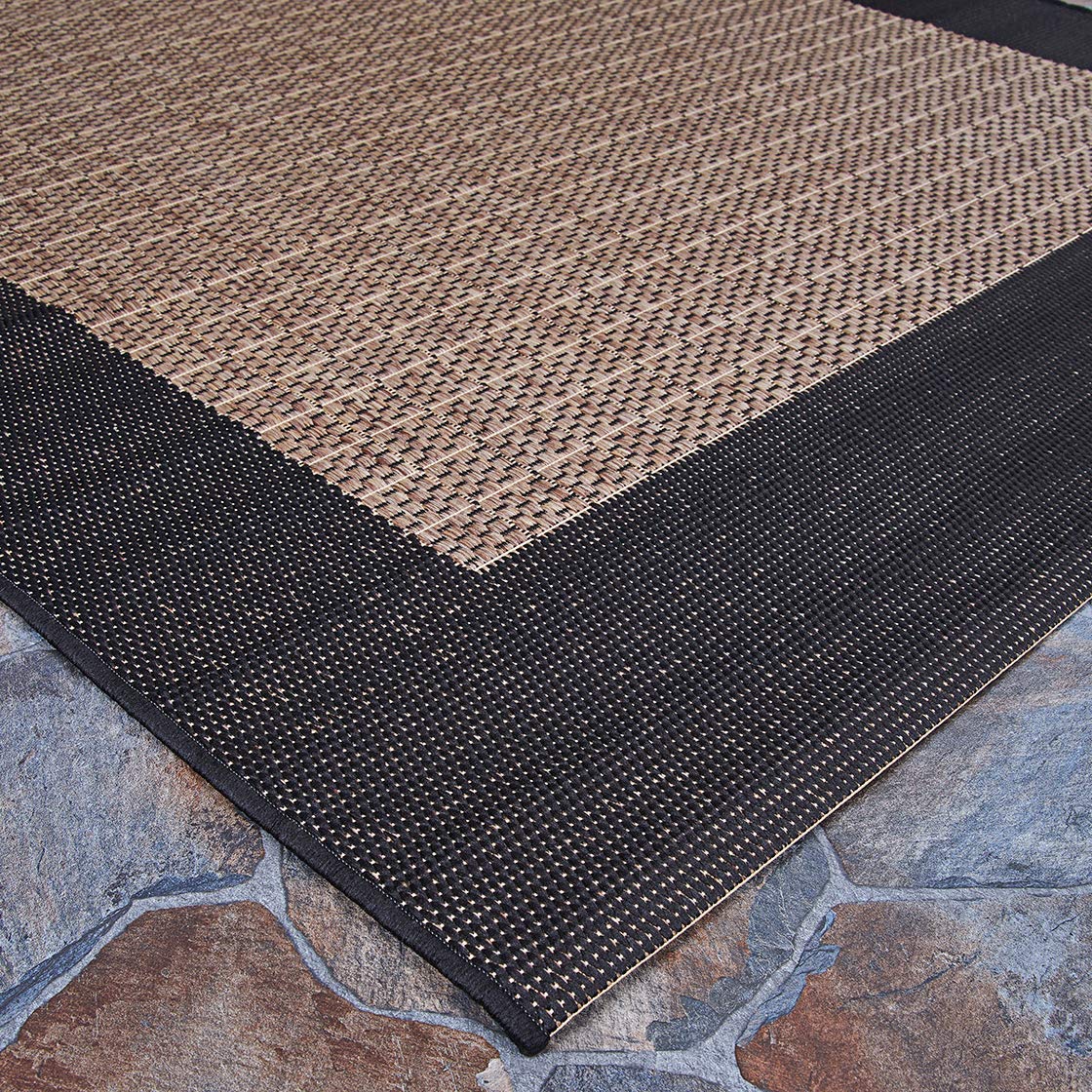 Couristan Recife Checkered Field Indoor/Outdoor Area Rug, 3'9" x 5'5", Cocoa-Black