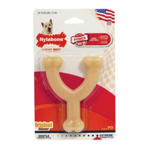 Nylabone Power Chew Wishbone Chew Toy for Dogs, Indestructible Chew Toys for Aggressive Chewers, Original Flavor, Small up to 25 lbs. (1 Count)