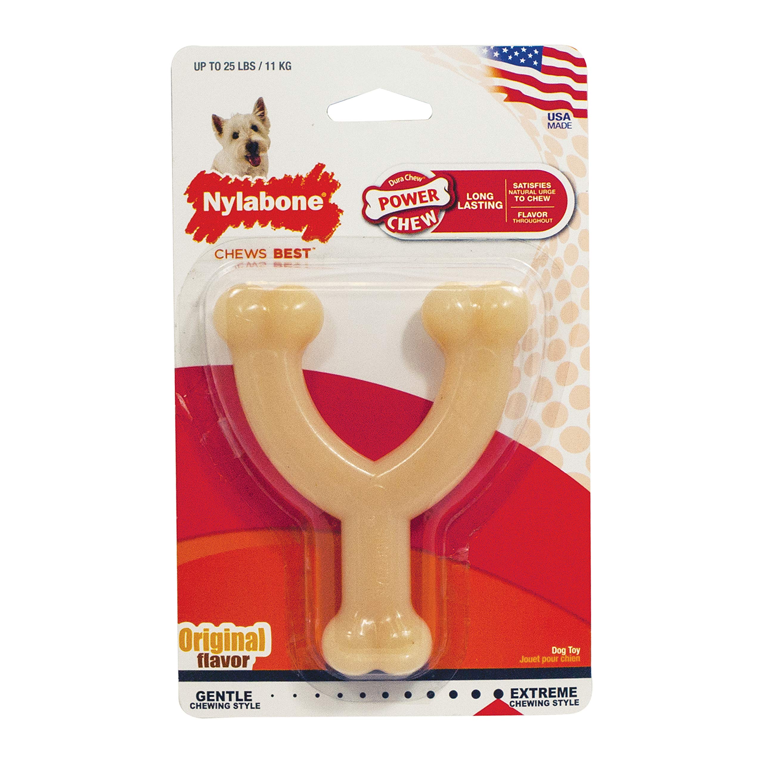 Nylabone Power Chew Wishbone Chew Toy for Dogs, Indestructible Chew Toys for Aggressive Chewers, Original Flavor, Small up to 25 lbs. (1 Count)