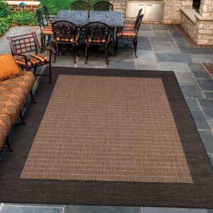 Couristan Recife Checkered Field Indoor/Outdoor Area Rug, 3'9" x 5'5", Cocoa-Black