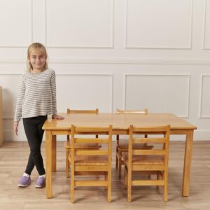 ECR4Kids 30in x 48in Rectangular Hardwood Table with 22in Legs, Kids Furniture, Honey