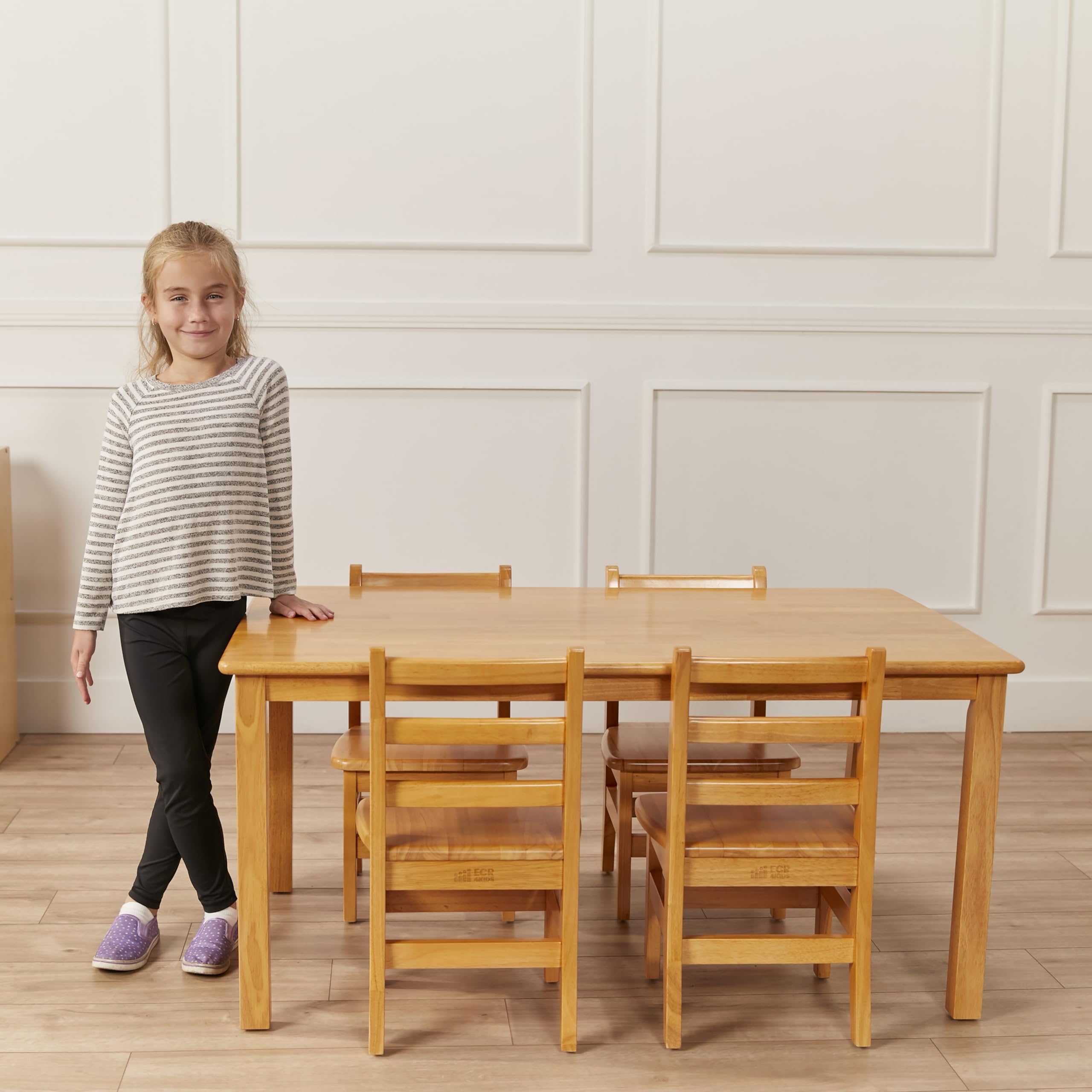 ECR4Kids 30in x 48in Rectangular Hardwood Table with 22in Legs, Kids Furniture, Honey