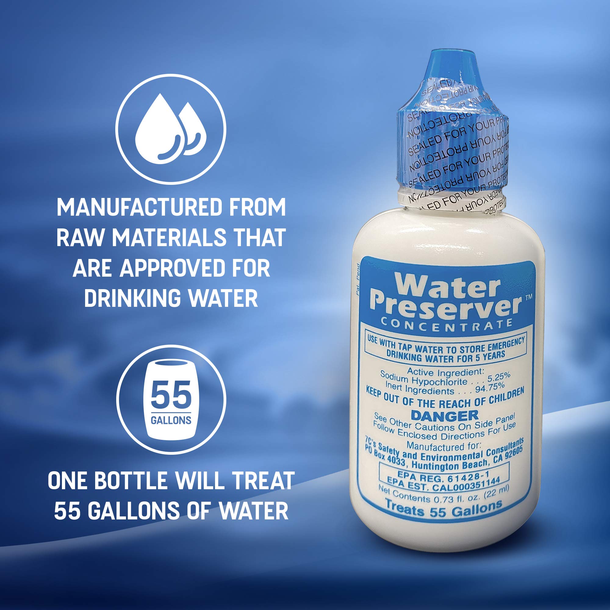 55 Gallon Water Preserver Concentrate 5 Year Emergency Disaster Preparedness, Survival Kits, Emergency Water Storage, Earthquake, Hurricane, Safety