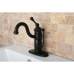 Elements of Design Hot Springs EB1405BL Single Handle Mono Deck Lavatory Faucet with Retail Pop-Up and Optional Deck Plate, Oil Rubbed Bronze