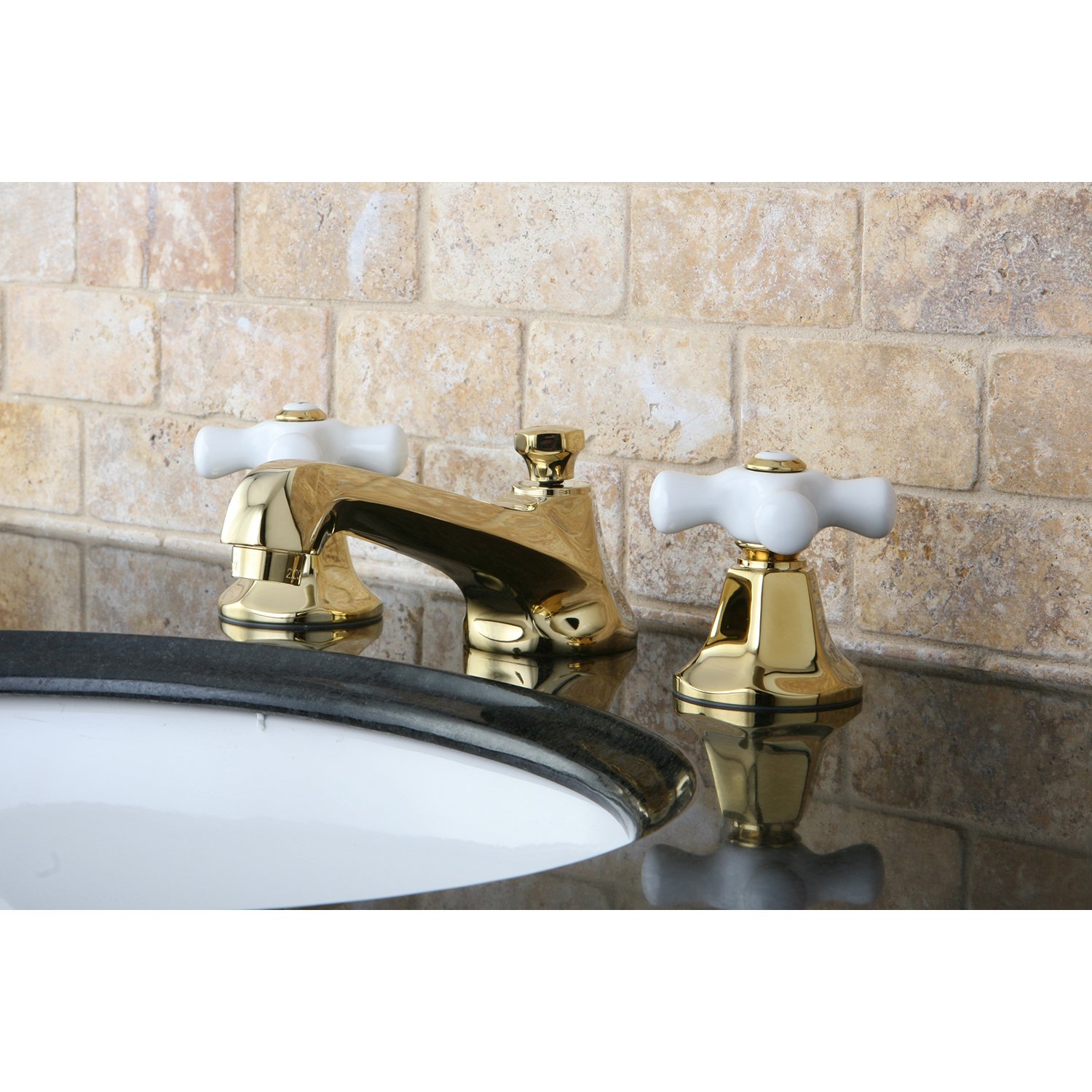 Nuvo Elements of Design New York 2-Handle 8" to 16" Widespread Lavatory Faucet Pop-up, 5-1/2", Polished Brass