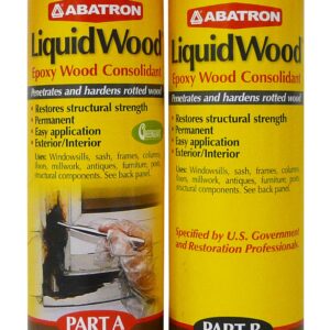 Abatron LiquidWood Kit - 12 Ounce - 2-Part Structural Wood Epoxy Resin - Wood Hardener and Consolidant - Perfect Primer for WoodEpox Epoxy Wood Filler