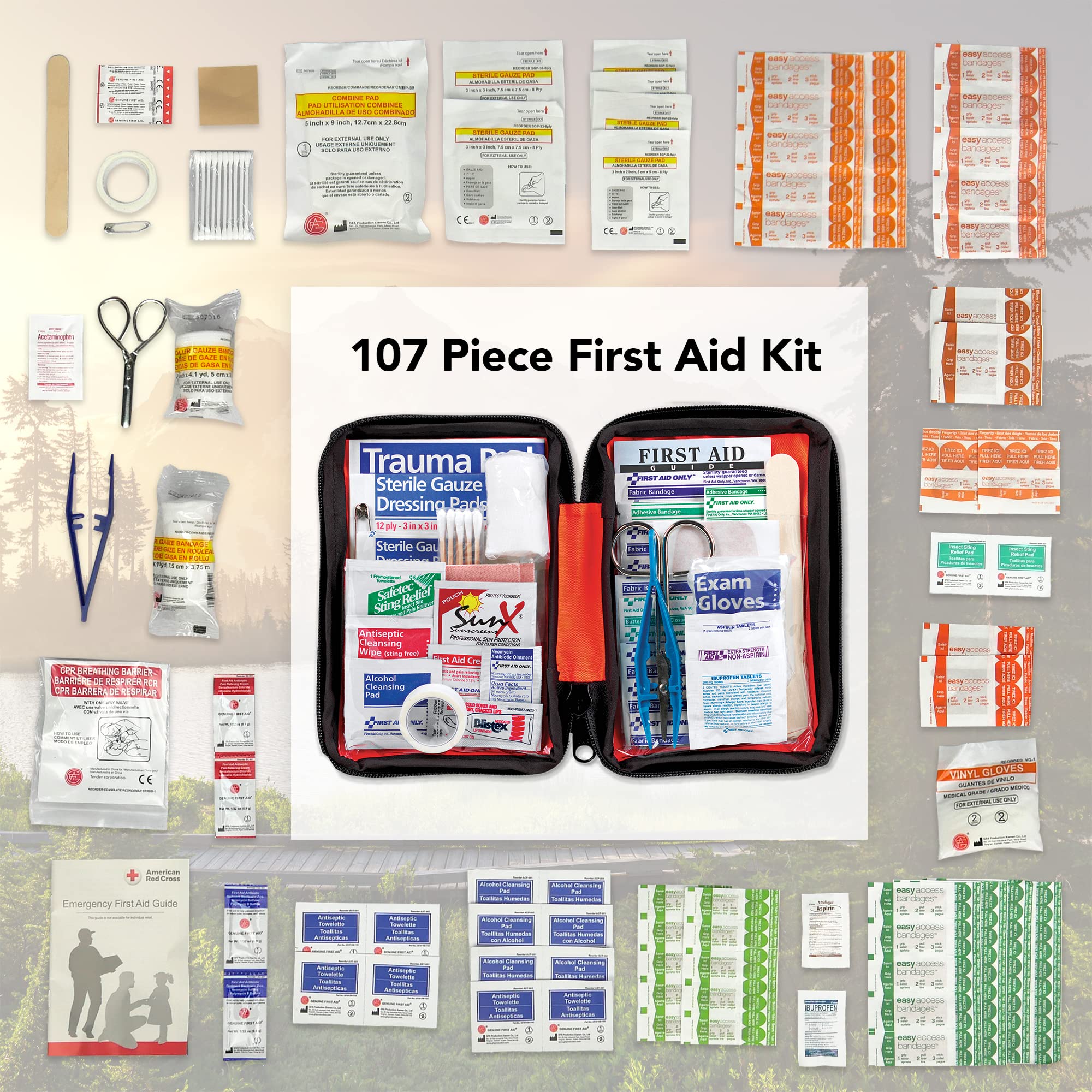 Ready America 70380 72 Hour Emergency Kit, 4-Person, 3-Day Backpack, Includes First Aid Kit, Survival Blanket, Emergency Food Portable Disaster Preparedness Go-Bag for Earthquake, Fire, Flood