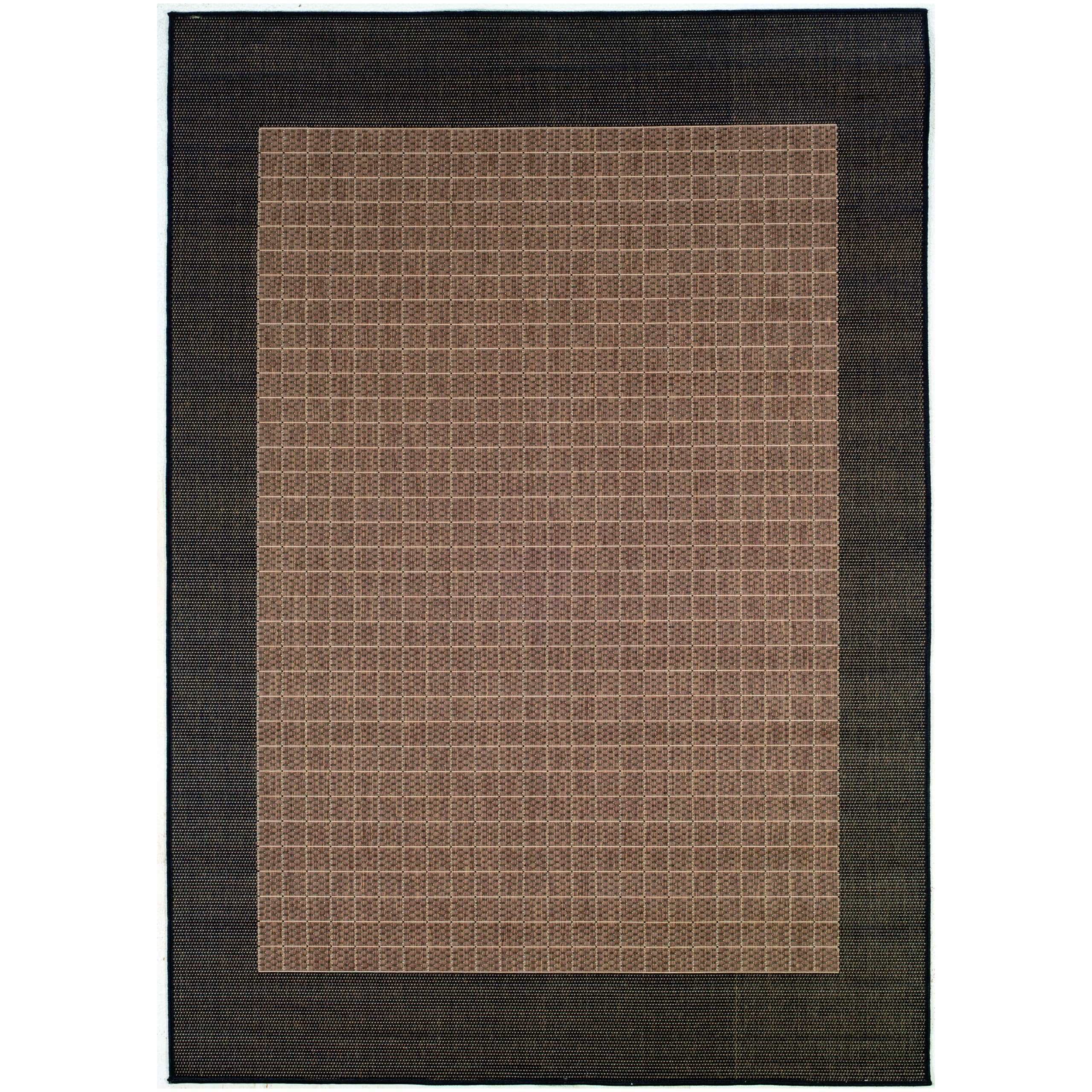 Couristan Recife Checkered Field Indoor/Outdoor Area Rug, 3'9" x 5'5", Cocoa-Black