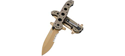 CRKT M21-14DSFG EDC Folding Pocket Knife: Special Forces Everyday Carry, Tan Serrated Edge Blade, Veff Serrations, Automated Liner Safety, Dual Hilt, Desert G10 Handle, Reversible Pocket Clip