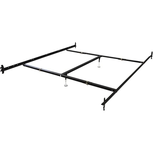 Hollywood Bed Frames Hook in Bed Rail with Center Support/Crossarms/2 Legs/Adjustable Glides, 82-Inch, Queen/Eastern King