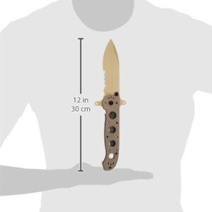 CRKT M21-14DSFG EDC Folding Pocket Knife: Special Forces Everyday Carry, Tan Serrated Edge Blade, Veff Serrations, Automated Liner Safety, Dual Hilt, Desert G10 Handle, Reversible Pocket Clip