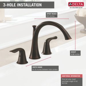 Delta Faucet Lahara 2-Handle Widespread Roman Tub Faucet, Chrome Tub Faucet, Roman Bathtub Faucet, Delta Roman Tub Faucet, Tub Filler, Chrome T2738 4.00 x 9.00 x 20.00 inches