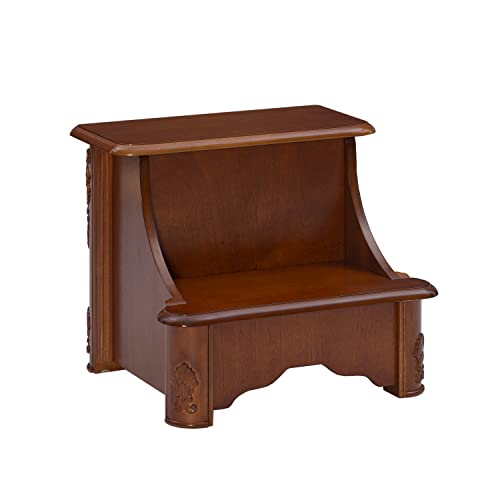 Powell Woodbury Mahogany Bed Step with Storage, Information, Lightly Distressed Woodbury Mahogany, 20 x 17.75 x 17.25