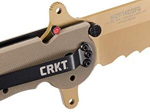 CRKT M21-14DSFG EDC Folding Pocket Knife: Special Forces Everyday Carry, Tan Serrated Edge Blade, Veff Serrations, Automated Liner Safety, Dual Hilt, Desert G10 Handle, Reversible Pocket Clip