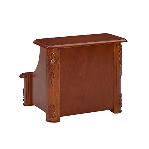 Powell Woodbury Mahogany Bed Step with Storage, Information, Lightly Distressed Woodbury Mahogany, 20 x 17.75 x 17.25