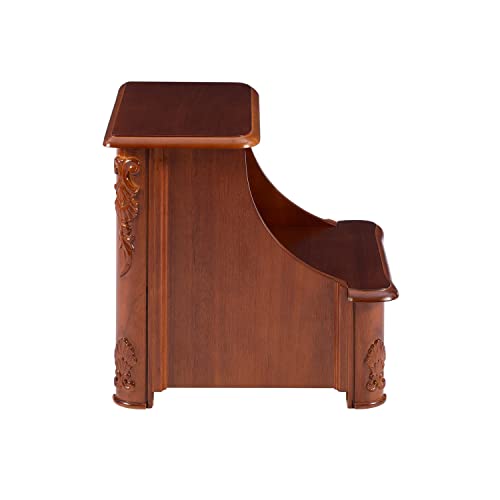 Powell Woodbury Mahogany Bed Step with Storage, Information, Lightly Distressed Woodbury Mahogany, 20 x 17.75 x 17.25