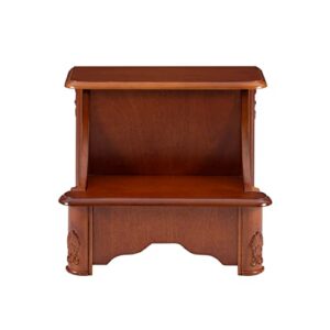 Powell Woodbury Mahogany Bed Step with Storage, Information, Lightly Distressed Woodbury Mahogany, 20 x 17.75 x 17.25