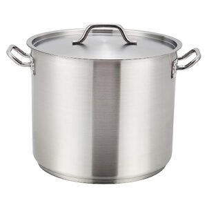 winware stainless steel 32 quart stock pot with cover, silver