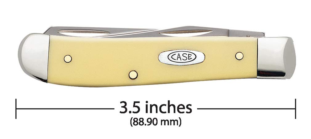 CASE XX WR Pocket Knife Yellow Synthetic Mini Trapper Carbon Steel Item #029 - (3207 CS) - Length Closed: 3 1/2 Inches